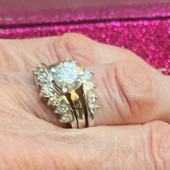 Vintage 925 Sterling Silver Cubic Zirconia ring set (3) - Picture 2 of 8